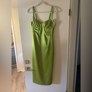 Zara green satin bustier dress